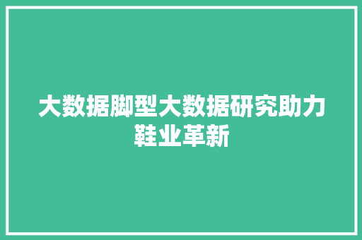 大数据脚型大数据研究助力鞋业革新  第1张