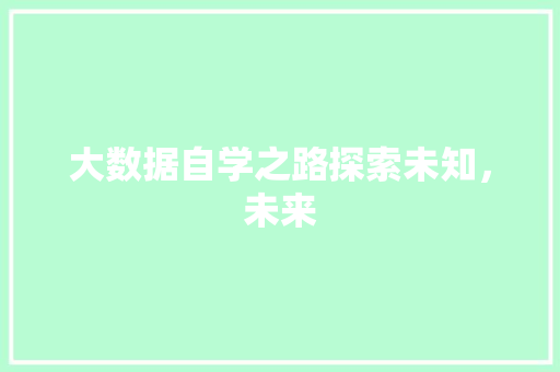 大数据自学之路探索未知，未来  第1张