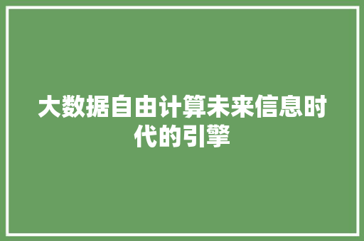 大数据自由计算未来信息时代的引擎  第1张