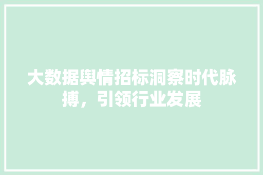 大数据舆情招标洞察时代脉搏，引领行业发展  第1张