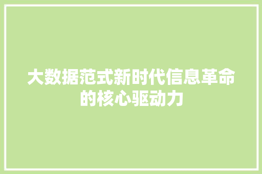 大数据范式新时代信息革命的核心驱动力