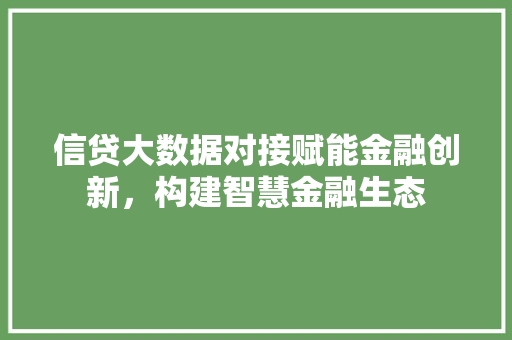 信贷大数据对接赋能金融创新，构建智慧金融生态  第1张