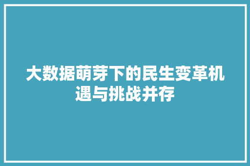 大数据萌芽下的民生变革机遇与挑战并存