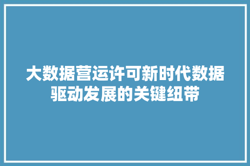 大数据营运许可新时代数据驱动发展的关键纽带