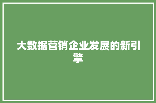 大数据营销企业发展的新引擎  第1张