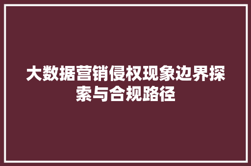 大数据营销侵权现象边界探索与合规路径  第1张