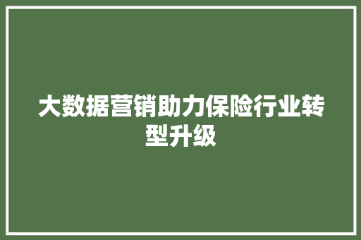 大数据营销助力保险行业转型升级  第1张
