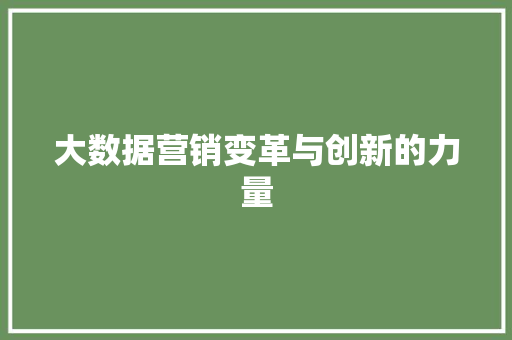 大数据营销变革与创新的力量  第1张