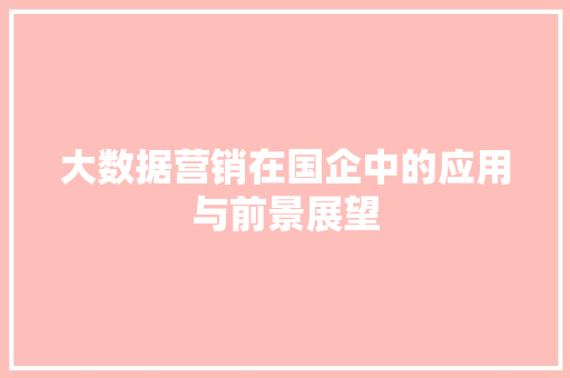 大数据营销在国企中的应用与前景展望  第1张