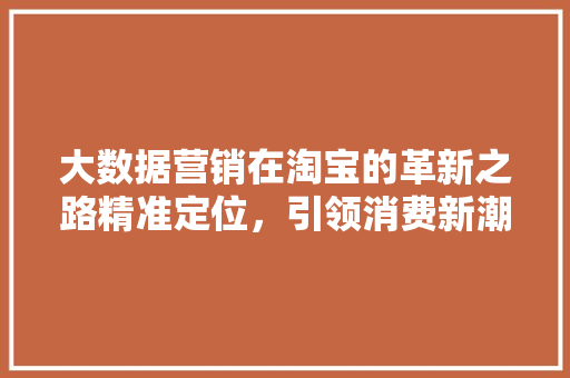 大数据营销在淘宝的革新之路精准定位，引领消费新潮流  第1张
