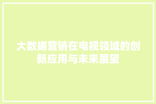 大数据营销在电视领域的创新应用与未来展望  第1张