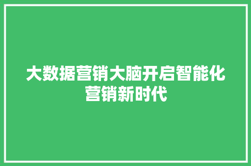 大数据营销大脑开启智能化营销新时代  第1张