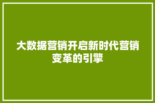 大数据营销开启新时代营销变革的引擎