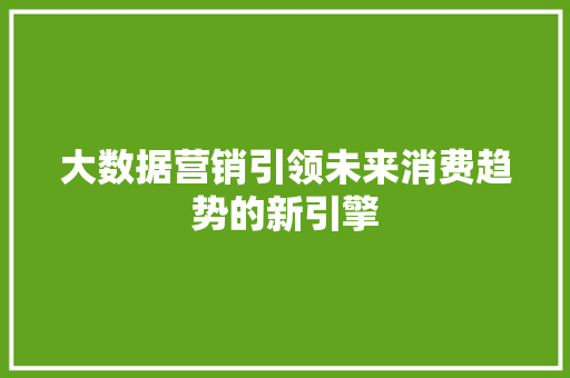 大数据营销引领未来消费趋势的新引擎  第1张