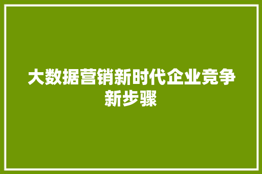 大数据营销新时代企业竞争新步骤