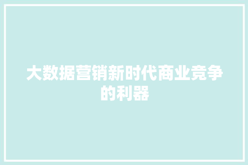 大数据营销新时代商业竞争的利器