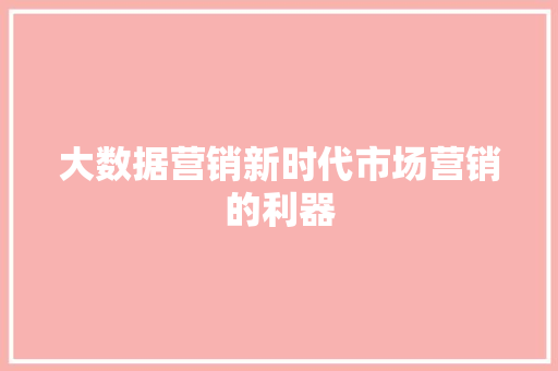 大数据营销新时代市场营销的利器