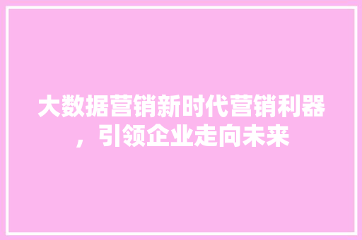 大数据营销新时代营销利器，引领企业走向未来  第1张