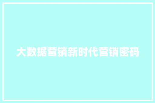 大数据营销新时代营销密码