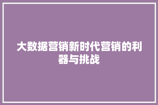 大数据营销新时代营销的利器与挑战  第1张