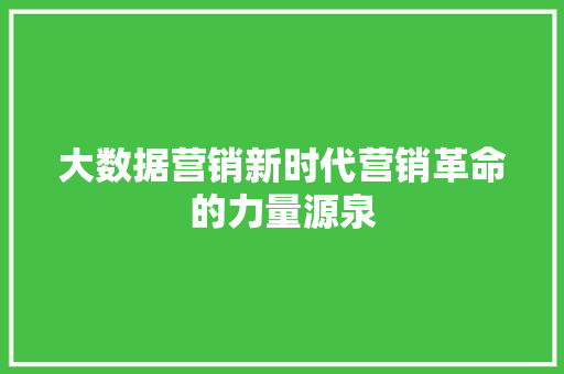 大数据营销新时代营销革命的力量源泉  第1张