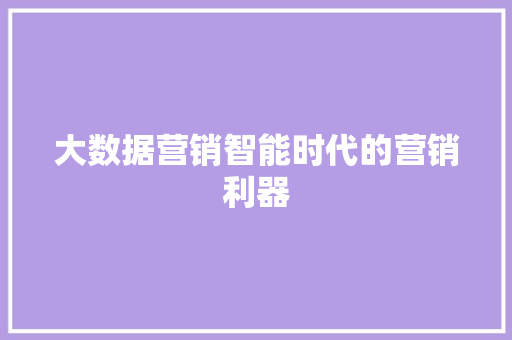 大数据营销智能时代的营销利器  第1张