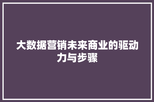 大数据营销未来商业的驱动力与步骤  第1张