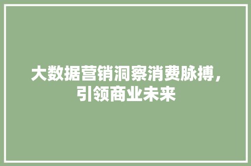 大数据营销洞察消费脉搏，引领商业未来  第1张