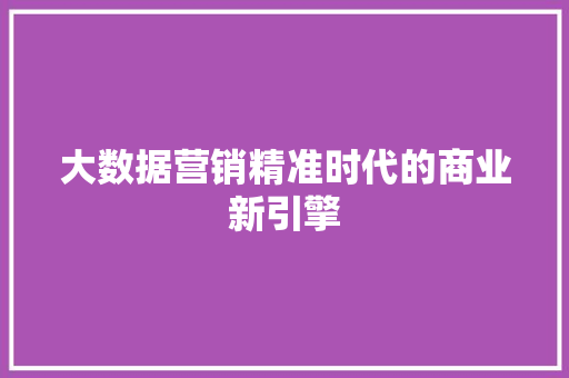 大数据营销精准时代的商业新引擎  第1张