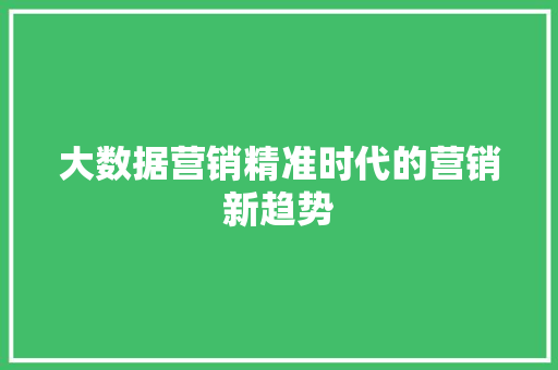 大数据营销精准时代的营销新趋势  第1张