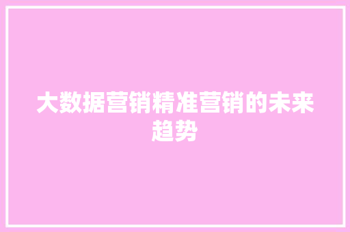 大数据营销精准营销的未来趋势  第1张
