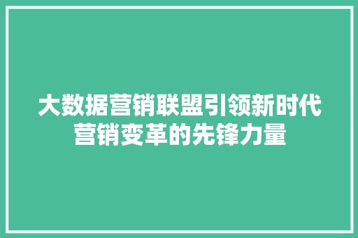 大数据营销联盟引领新时代营销变革的先锋力量  第1张