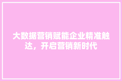 大数据营销赋能企业精准触达，开启营销新时代  第1张