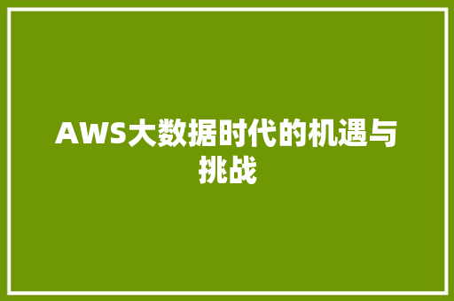 AWS大数据时代的机遇与挑战