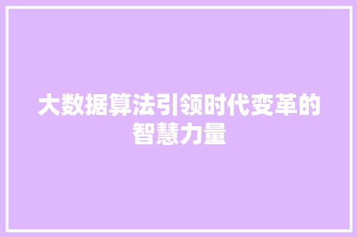 大数据算法引领时代变革的智慧力量  第1张