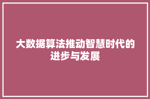 大数据算法推动智慧时代的进步与发展  第1张
