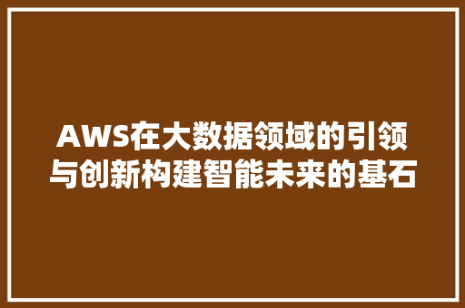 AWS在大数据领域的引领与创新构建智能未来的基石