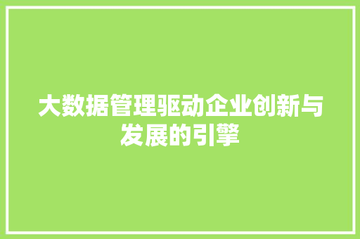 大数据管理驱动企业创新与发展的引擎  第1张