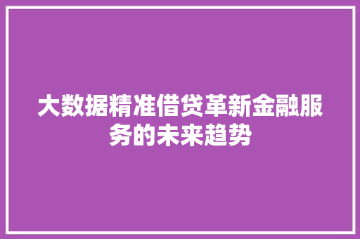 大数据精准借贷革新金融服务的未来趋势  第1张