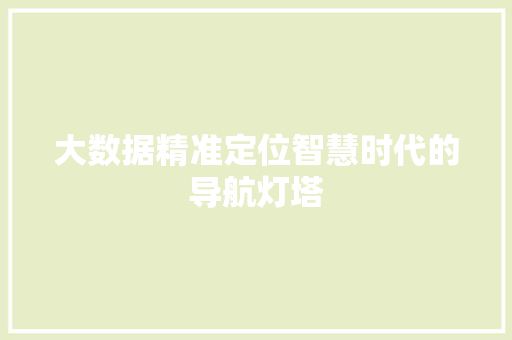 大数据精准定位智慧时代的导航灯塔  第1张