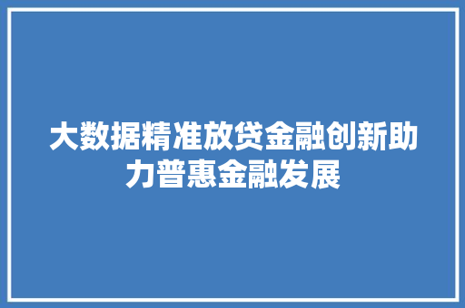大数据精准放贷金融创新助力普惠金融发展