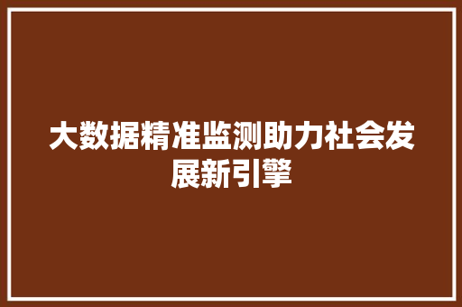 大数据精准监测助力社会发展新引擎  第1张