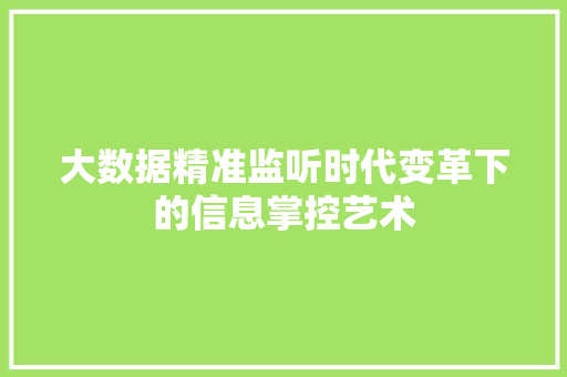 大数据精准监听时代变革下的信息掌控艺术  第1张
