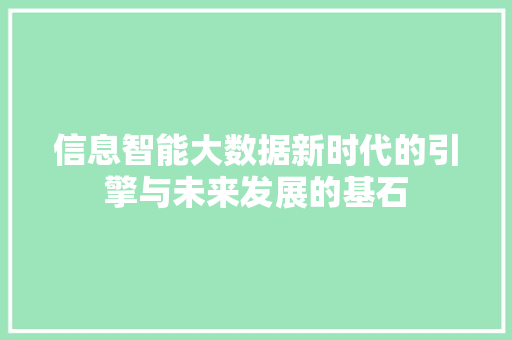 信息智能大数据新时代的引擎与未来发展的基石