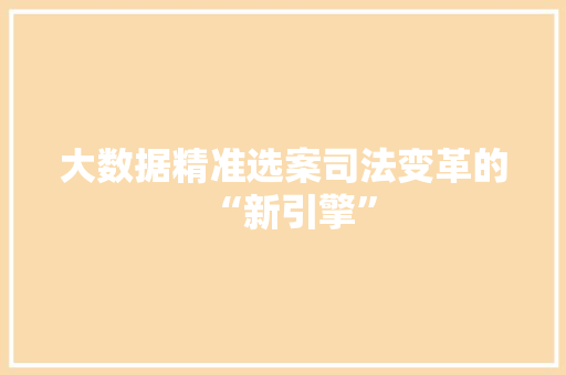 大数据精准选案司法变革的“新引擎”