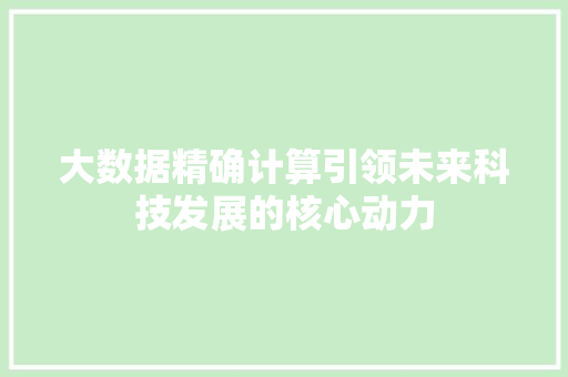 大数据精确计算引领未来科技发展的核心动力