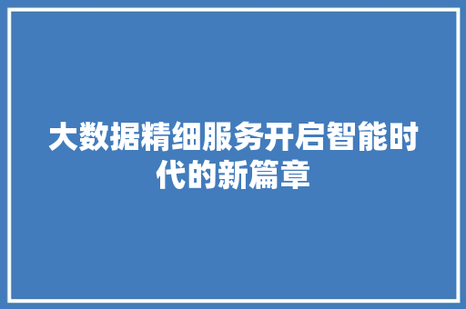 大数据精细服务开启智能时代的新篇章  第1张