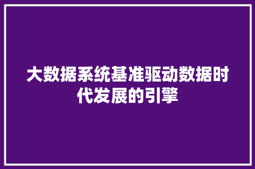 大数据系统基准驱动数据时代发展的引擎