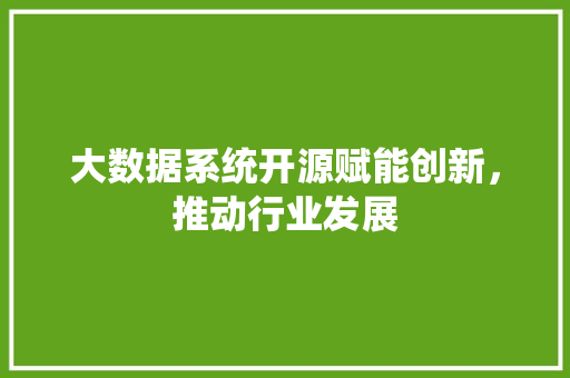 大数据系统开源赋能创新，推动行业发展  第1张