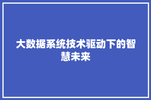 大数据系统技术驱动下的智慧未来